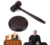 Erzekrim Legno Giudice Set Martello da Giudice in Legno con Blocco sonoro Realizzato a Mano per Giudici, Avvocati, Vendita All'Asta, Giochi di Ruolo per Bambini e Regali