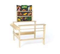 Erzi 10071 Negozio in Legno per Bambini - Banco Market con Scaffali e Banco Cassa, Gioco di Ruolo Educativo 3+, Struttura in Legno Naturale, 72x79x105 cm