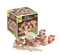 Erzi 10677 - Set da cucina e stoviglie in legno naturale, per bambini e giochi di ruolo