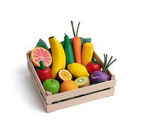 Erzi 28219 Assortimento di frutta e verdura XL in legno FSC, articoli per bambini per giochi di ruolo