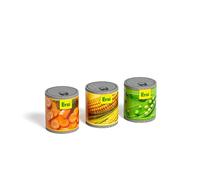 Erzi 18265 Barattoli per conserve, mix di verdure, in legno, per bambini, giochi di ruolo.