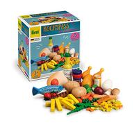 Erzi- Pesce Assortimento Cucina (75 Pezzi in Legno di Betulla, laccati), Multicolore, Medium, 28217