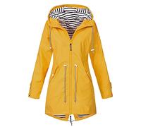 ERZU Mid-length Giacca Da Pioggia Donne Giacca A Vento A Righe Arrampicata Impermeabile Leggero Esterno Con Cappuccio Trench