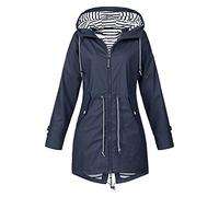 ERZU Mid-length Giacca Da Pioggia Donne Giacca A Vento A Righe Arrampicata Impermeabile Leggero Esterno Con Cappuccio Trench