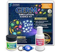 ES EVVIVA SCIENCES Kit scientifico per simulazione di germi, polvere e gel che si illuminano al buio, dimostrazione reattiva alla luce nera, attività in laboratorio in tà 16 +, simula il