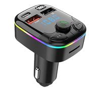 ES - Trasmettitore MP3 con schermo LED, adattatore FM multifunzionale, porta di ricarica rapida USB C, chiamata a mano con connessione stabile, ricevitore radio per trasmissioni