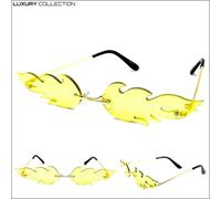 Esagerato Rétro Festa Club Rave Sole Occhiali Funky Fuoco Fiamma Forma Giallo