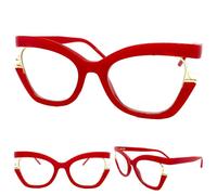 Esagerato Vintage Retrò Gatto Occhio Stile Lenti Trasparenti Occhiali Grande Red