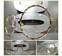 Esagerato Vintage Retrò Stile Lenti Trasparenti Occhiali Grande Tondo Oro Telaio