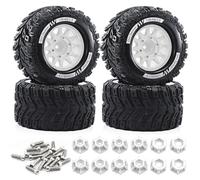 Esagonali Pneumatici Delle Ruote Parti Per Tamiya Per Kyosho 1/10 | Auto RC parti con pneumatici monster truck e montaggio rapido dell'asse con aderenza multiterreno(Silver)