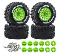 Esagonali Pneumatici Delle Ruote Parti Per Tamiya Per Kyosho 1/10 | Auto RC parti con pneumatici monster truck e montaggio rapido dell'asse con aderenza multiterreno(Green)