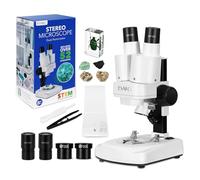 ESAKO Microscopio per bambini a doppio LED, kit scientifico con 10 lame preparate e 10 lame vergini fai da te, esemplari di minerali e insetti, kit microscopio per bambini