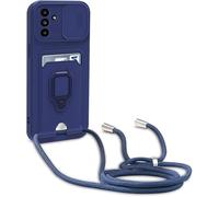 Esakycn Collana Cover per Samsung Galaxy A26 / A17 5G, Cordino Custodia Silicone Blu con Slidable Protezione Fotocamera, Titolare della Carta, Anello Supporto Case per Samsung A26 / A17 5G 6,7 ", Blu