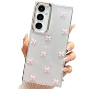 Esakycn Trasparente Cover per Samsung Galaxy A15 4G / 5G, Custodia Glitterata Silicone Motivo Estetico con Fiocchi Morbida Gel Antiurto Ultrasottile TPU Donne Ragazze Case per Samsung A15 6,5", Rosa