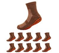 Esaroll Calzini per bambini con impugnature antiscivolo per trampolino per bambini, confezione da 10, Marrone, 4-9 anni