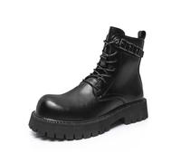 EsaSam Anfibi Uomo Stivali Combat con Zeppa Plateau | Moda Stivaletti Moto Stringati con Cerniera Pelle Sintetica Stile Militare Punk Gotico Casual Nero