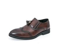 EsaSam Mocassini da Uomo con Nappine Scarpe Eleganti Wingtip Scarpe Brogue Traspiranti in Pelle PU Slip-On per Lavoro Cerimonie E Matrimoni,Marrone,40 EU