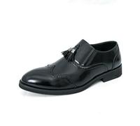 EsaSam Mocassini da Uomo con Nappine Scarpe Eleganti Wingtip Scarpe Brogue Traspiranti in Pelle PU Slip-On per Lavoro Cerimonie E Matrimoni,Nero,44 EU