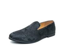 EsaSam Mocassini da Uomo Slip on Scarpe Eleganti in Jacquard Floreale Scarpe da Festa da Smoking da Matrimonio Scarpe Basse da Gentiluomo,Nero,44 EU