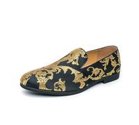 EsaSam Mocassini da Uomo Slip on Scarpe Eleganti in Jacquard Floreale Scarpe da Festa da Smoking da Matrimonio Scarpe Basse da Gentiluomo,d'oro,45 EU