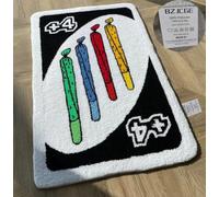 EsaSam Uno Card Rug - Zerbino con motivo arcobaleno, antiscivolo, per camera da letto, bagno, comodino, rettangolare, soffice (80 x 120 cm, nero)