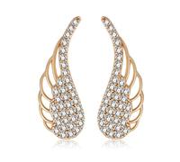 Esbbela Orecchini da donna per cartilagine, orecchini rampicanti con zirconia cubica, cuore ali d'angelo, ipoallergenici, regalo per lei, Ottone, Zirconia cubica