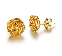 Esberry Placcatura in oro 18 carati Orecchini in argento sterling 925 con orecchini a fiore ipoallergenici Gioielli per donna e ragazza (Yellow Gold)