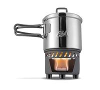 Esbit Fornello a Combustibile Solido con Accessori, Acciaio Inox, Pentola 585ML, Set da Cucina Trekking, Accamparsi (E-CS585ST)