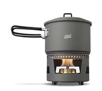 Esbit Set di cottura a spirito, per esterni e campeggio, 1500 ml, in alluminio anodizzato, estremamente leggero, con coperchio per appenderla, bruciatore per alcool incluso
