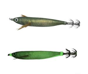 Esca a forma di calamaro fosforescente, 12 cm, orizzontale, con sonaglio integrato e ganci Bkk, per polipo e pesci d'acqua salata, verde (5)