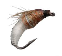Esca artificiale per pesca alla trota e al salmone, esca realistica per ninfa con ganci, design con piume bianche e nere, per pesca al fiume (10#)
