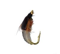 Esca artificiale per pesca alla trota e al salmone, esca realistica per ninfa con ganci, design con piume bianche e nere, per pesca al fiume (14#)