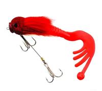 Esca artificiale per topi di mare profondo, con peli di cervo e corpo in silicone per pesca in acqua salata, con occhi 3D realistici e coda biforcuta flessibile in quattro pezzi, colore rosso (B)
