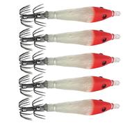 Esca Calamar - 5 pezzi di jigs fosforescenti, esche artificiali per pesca, per il pesce gatto, la trota il bar e il pesce persico in acqua salata, kayak, navigazione, barca lago e fiume