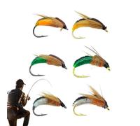 Esca da Mosca per Trota,6 Pezzi di Attrezzatura da Realistica e Multifunzionale | Assortimento di Esche a Mosca per la alla Trota,per Campeggio Escursioni a Piedi Trekking con Zaino Fiumi e Laghi