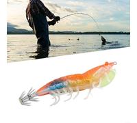 Esca da pesca a calamari e polpi, gamberetti con corpo in plastica rigida con gambe morbide e colori brillanti per un efficace Eging e Jigging (blu)