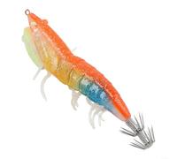 Esca da pesca a calamari e polpi, gamberetti, con corpo in plastica rigida con gambe morbide e colori brillanti per un efficace Eging e Jigging (arancione)
