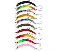 Esca da pesca a forma di pesciolino che affonda per spigola e pesce persico con azione lenta e lunga lancio duro esca in colore nero (set da 10 colori)
