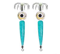 Esca da pesca a LED, 2 pezzi, 75 cm, gancio elettronico per calamari, esca rotante subacquea con 12 ganci, bagliore attivato dall'acqua per pesca notturna in mare (luce bianca)