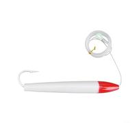 Esca da pesca a matita, 15,2 cm, in legno Musta, esca per pesca in acqua salata, tonno marlin, esca per pesca in mare aperto con protezione per amo (rosso)