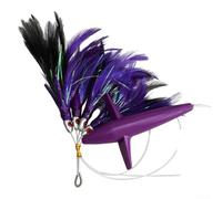 Esca da pesca a traina con piume per grandi selvaggine, esca con occhio realistico, reattiva alla luce UV, corpo con gancio piatto, diversi colori (viola)