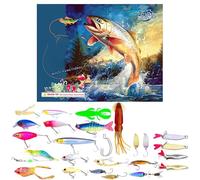 Esca da pesca Avvento, set da 24 giorni, calendario di Natale, regalo per feste e calze di Natale, per uomini, pescatori e adulti