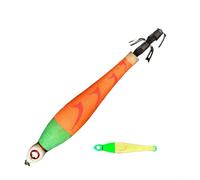 Esca da pesca con amo calamari con caratteristiche luminose e luminose, progettata per la pesca notturna in mare, azione di affondamento, imita il movimento naturale delle prede (25# 5)