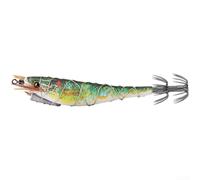 Esca da pesca con bagliore nel corpo scuro del gamberetto, occhi di pesce simulati 3D e ami di calamaro per prestazioni affidabili in acqua (B)
