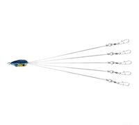Esca da pesca da 18 cm con ganci multipli e configurazione pin di sicurezza per applicazioni efficaci di pesca in mare e lago (blu e giallo)
