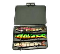 Esca da pesca - esche morbide da pesca, set da 142 mm, 3 esche da nuoto in ABS con corpo realistico a 8 segmenti, ganci affilati e occhi 3D, ideali per sgombri, trote, regali per la festa del papà