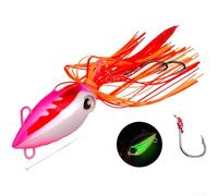 Esca da pesca fosforescente con nucleo in ferro e gonna in silicone legata a mano per un autentico movimento di nuoto in acqua (60 g, colore B)