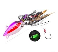 Esca da pesca fosforescente con nucleo in ferro e gonna in silicone legata a mano per un autentico movimento di nuoto in acqua (40 g colore D)