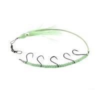 Esca da pesca in mare con perline luminose e gonna di calamari per pesca a traina polpo e pesce spada, verde argento 33 cm rig con 5 ganci spinati