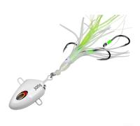 Esca da pesca in metallo da 100 g, con gancio in acciaio al carbonio, per pesca in mare e fiume con effetto luminoso (bianco)